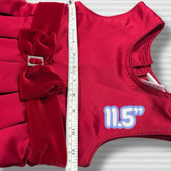 Classic Red Christmas Dress & Faux Fur Bolero Set Brooke Lindsay Size 5 Satin - Picture 7 of 8